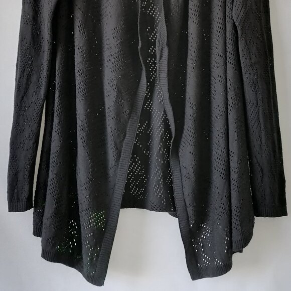 White House Black Market Women's Black Open Front Trim Shrug Sweater Size Small - Picture 3 of 8